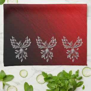 Red Black Ashes and Phoenix Tea Towel