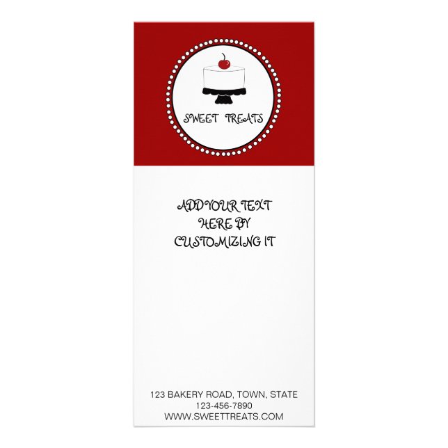 RED BLACK BAKERY FLYER CAKE RACK CARD (Front)
