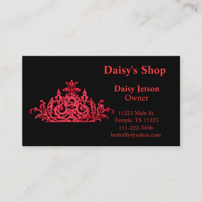 Red & Black Baroque Business Card (Front)