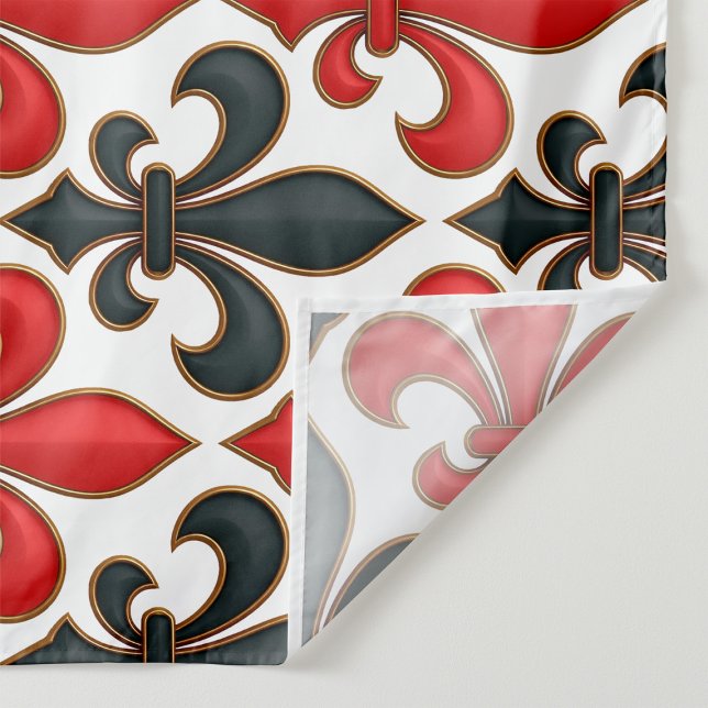Red Black Baroque Fleur-de-lis Pattern Design  Fabric (Creator Uploaded)
