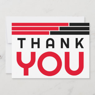 Red & Black Bars Grad Party Thank You Card