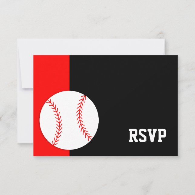Red Black Baseball Bar Mitzvah RSVP (Front)