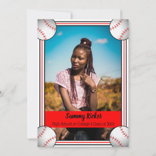 Red & Black Baseball Graduation Announcement