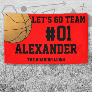 Red Black Basketball Team Banner