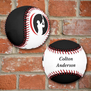 Red Black Batter Personalised Baseball
