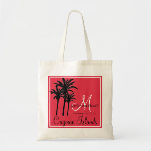 Red Black Beach Wedding Palm Trees Tote Bag