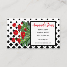 Red & Black Beautician Appointment Business Cards
