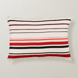 Red Black Beige Brown Stripes Decorative Cushion