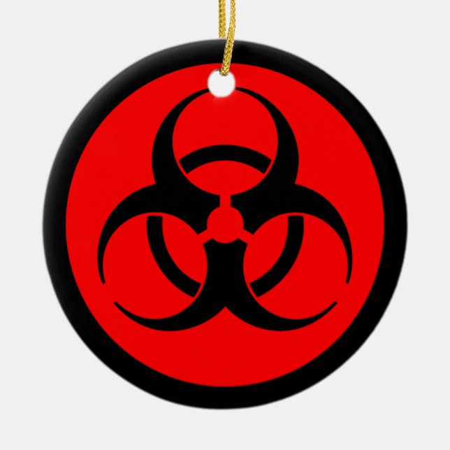 Red & Black Biohazard Symbol Ornament (Front)