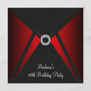 Red Black Birthday Party Invitation