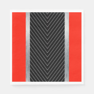 Red, black, black and white pinstripe napkin