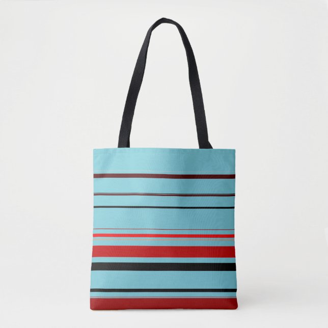 Red Black Blue Brown Stripes Tote Bag (Front)