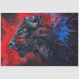 Red Black Blue Buffalo Face Right Decoupage Tissue Paper