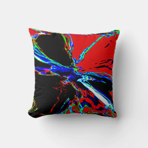 Red Black Blue Green Abstract Jewel Flower Design Cushion