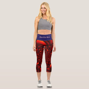 Red Black Blue Petal Capri Leggings