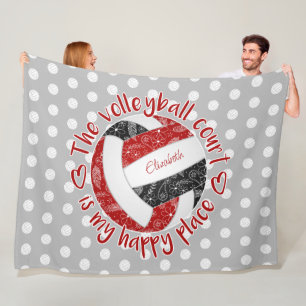 red black boho volleyball court is my happy place fleece blanket