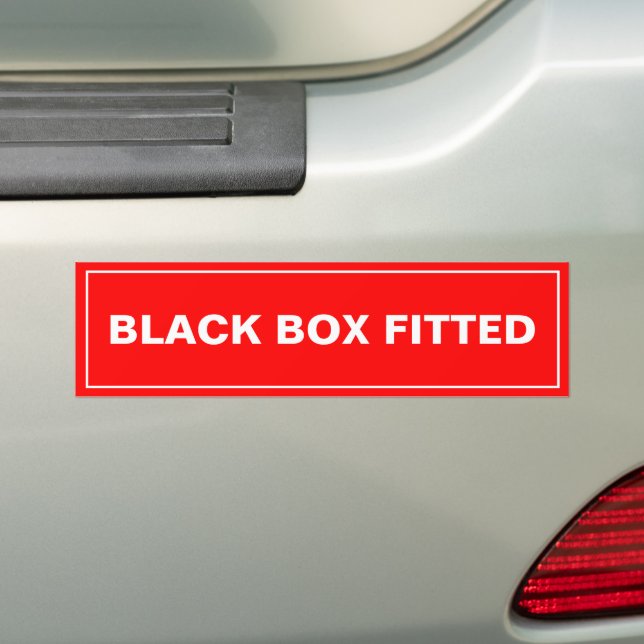 Red Black Box Fitted Bumper Sticker (On Car)