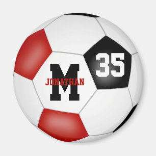 red black boys girls soccer team colours magnet
