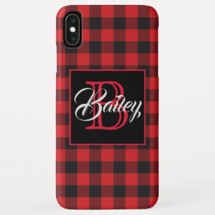 Red & Black Buffalo Check Personalised iPhone Case