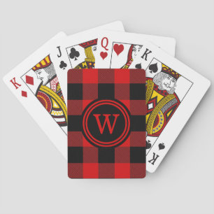 Red Black Buffalo Check Plaid 1IR#2 Playing Cards