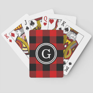 Red Black Buffalo Check Plaid 1IR Playing Cards