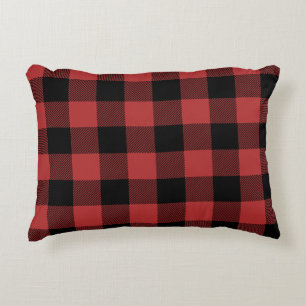 Red Black Buffalo Check Plaid Decorative Cushion