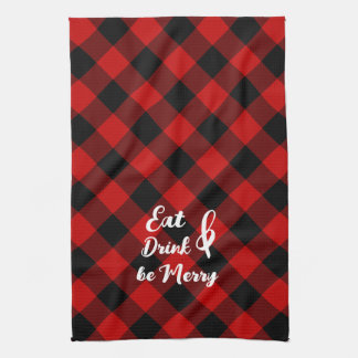 Red Black Buffalo Gingham Check Kitchen Towels