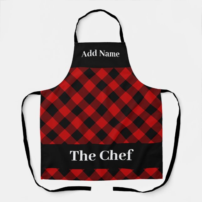 Red Black Buffalo Gingham Check The Chef Apron (Front)