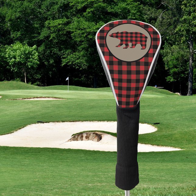 Red Black Buffalo Plaid Bear Golf Head Cover (Creator Uploaded)