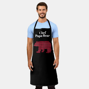 Red Black Buffalo Plaid Chef Papa Bear Apron
