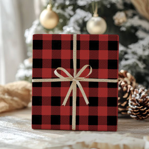 Red Black Buffalo Plaid Gingham Lumberjack Wrapping Paper