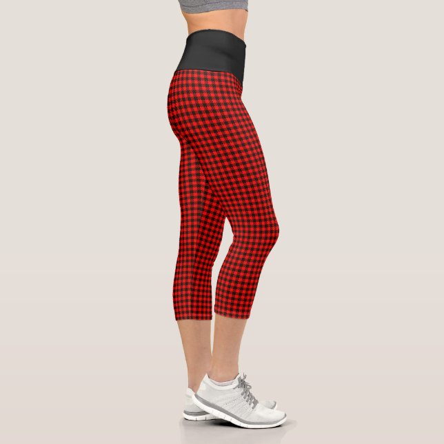 Red Black Buffalo Plaid High Waisted Capris (Right)