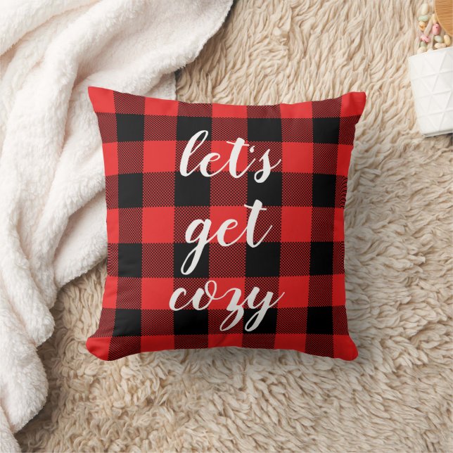 Red Black Buffalo Plaid | Lumberjack Personalised Cushion (Blanket)