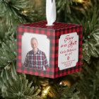Red Black Buffalo Plaid Memorial Photo Christmas