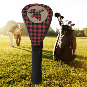 Red Black Buffalo Plaid Moose Head Golf Head Cover