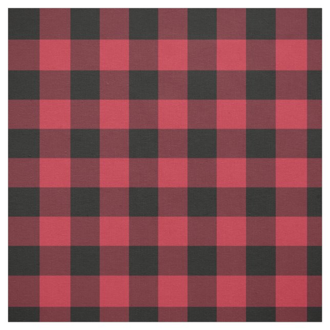 Red Black Buffalo Plaid Pattern Fabric (Swatch)