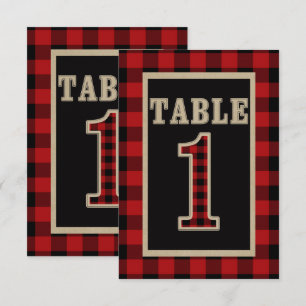 Red & Black Buffalo Plaid Rustic Table Number 1