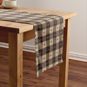 Red Black Buffalo Print Pattern Short Table Runner