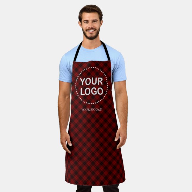 Red Black Buffalo Your Logo Custom Apron (Worn)