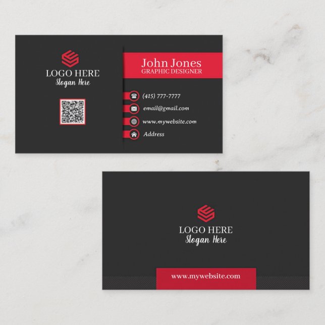 Red & Black Business Cards 7 Pack of 100 (Front/Back)