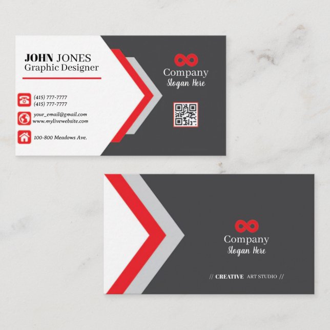 Red & Black Business Cards 8 Pack of 100 (Front/Back)