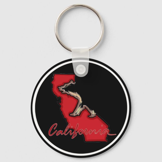 Red black California bear state symbol keychain (Front)
