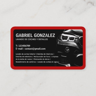 Red Black Car Detailing Bilingual Business Card