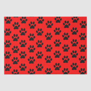 Red Black Cat Paw Dog Paw Animal Paw Pattern Tissue Paper