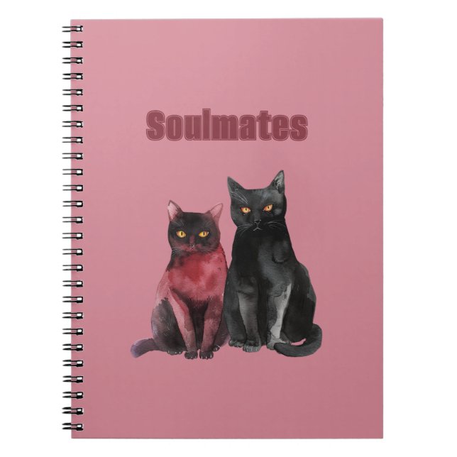 Red Black Cats Soulmates Notebook (Front)