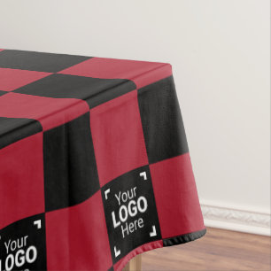 Red & Black Check Business Logo Work Event / Party Tablecloth