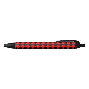 Red Black Checker Diamond Pattern Ink Pen