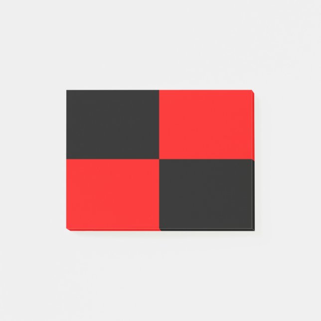 Red black checker pattern Square Post-it Notes (Front)