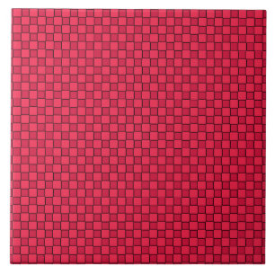 Red Black Chequerboard Ceramic Tile