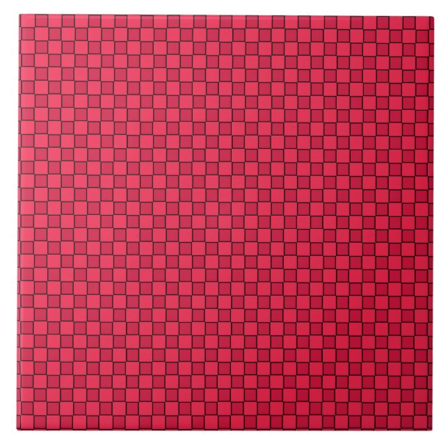 Red Black Chequerboard Ceramic Tile (Front)